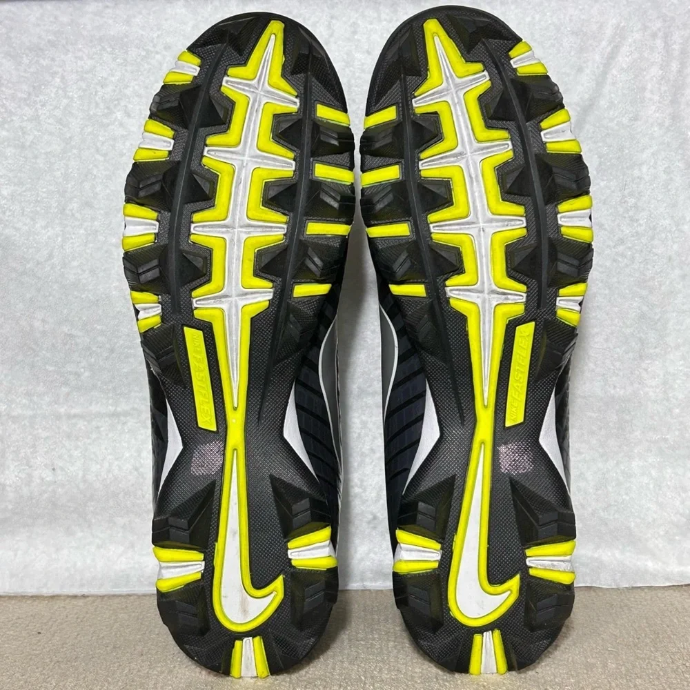 Nike Strike Shark Mens Black/White/Grey Hi-Top Football Cleats Shoes SZ 10